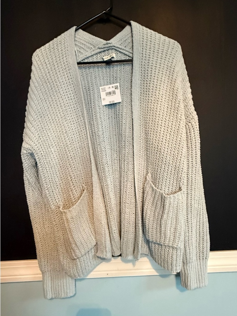 American Eagle Outfitters Light Blue Open-Front Chunky Knit Cardigan